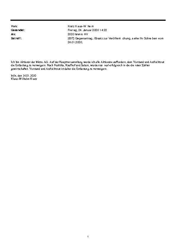 Gegenantrag zu den Tagesordnungs&shy;punkten 3 und 4 von Herrn Klaus-Wilhelm Kratz