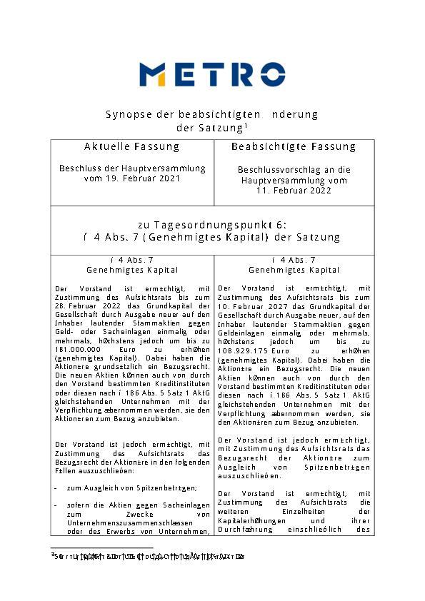 Vorgeschlagene Änderung der Satzung