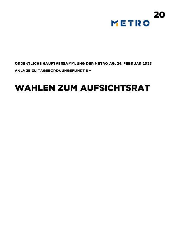 Anlage zu Tagesordnungspunkt 5 (Wahlen zum Aufsichtsrat)