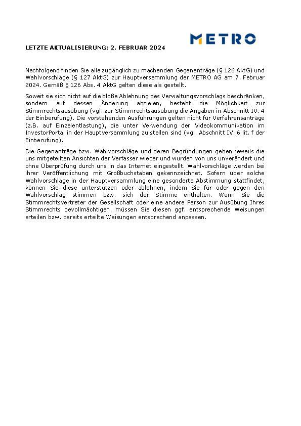 Gegenanträge / Wahlvorschläge