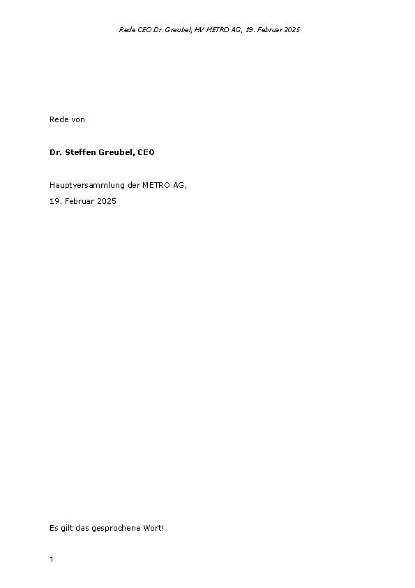 Vorstandsrede zur Hauptversammlung 2025